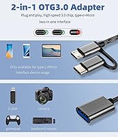 Vista 7 de USB Female to Micro USB + USBC Male Adapter 3.0 OTG Cable Accessories Compatible for Samsung MacBook iPhone15 Pro Max Plus iPad Pro Air Mouse Camera