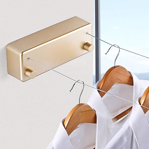 Miniatura 5 de POCREATION Línea de ropa retráctil, tendedero retráctil de doble línea, línea de secado de ropa retráctil para interiores, hotel, hogar, balcón,