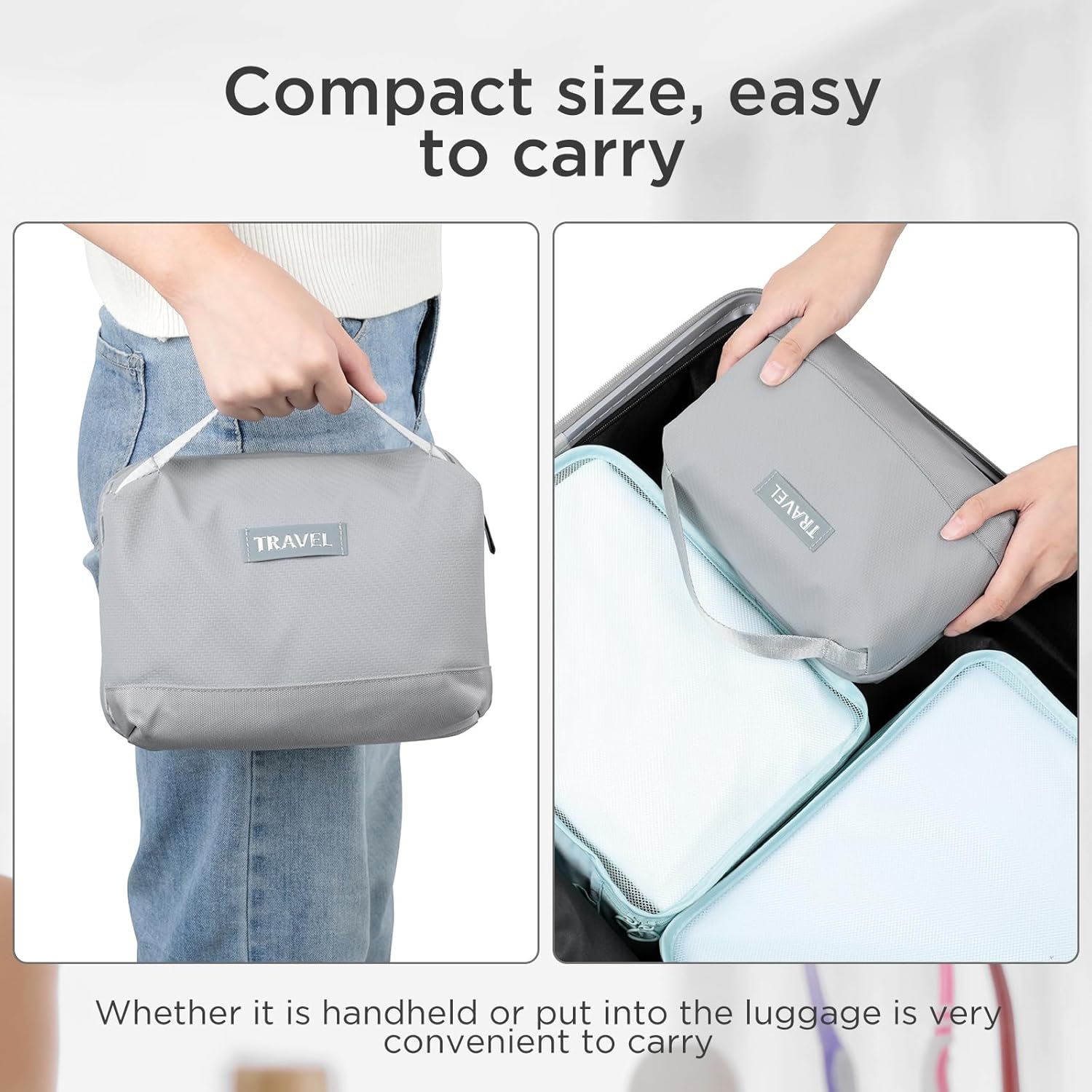 AiQInu Unisex_Adult Toiletry Bag for Men and Women, Grey