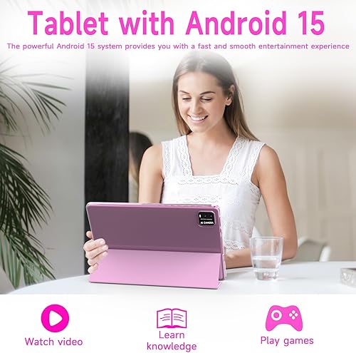 Miniatura 5 de Tablet Android de 10 pulgadas con estuche protector para tabletas y lápiz táctil, Android 15, Tablets 5G, WiFi-6, pantalla IPS Full HD de 1280*800,