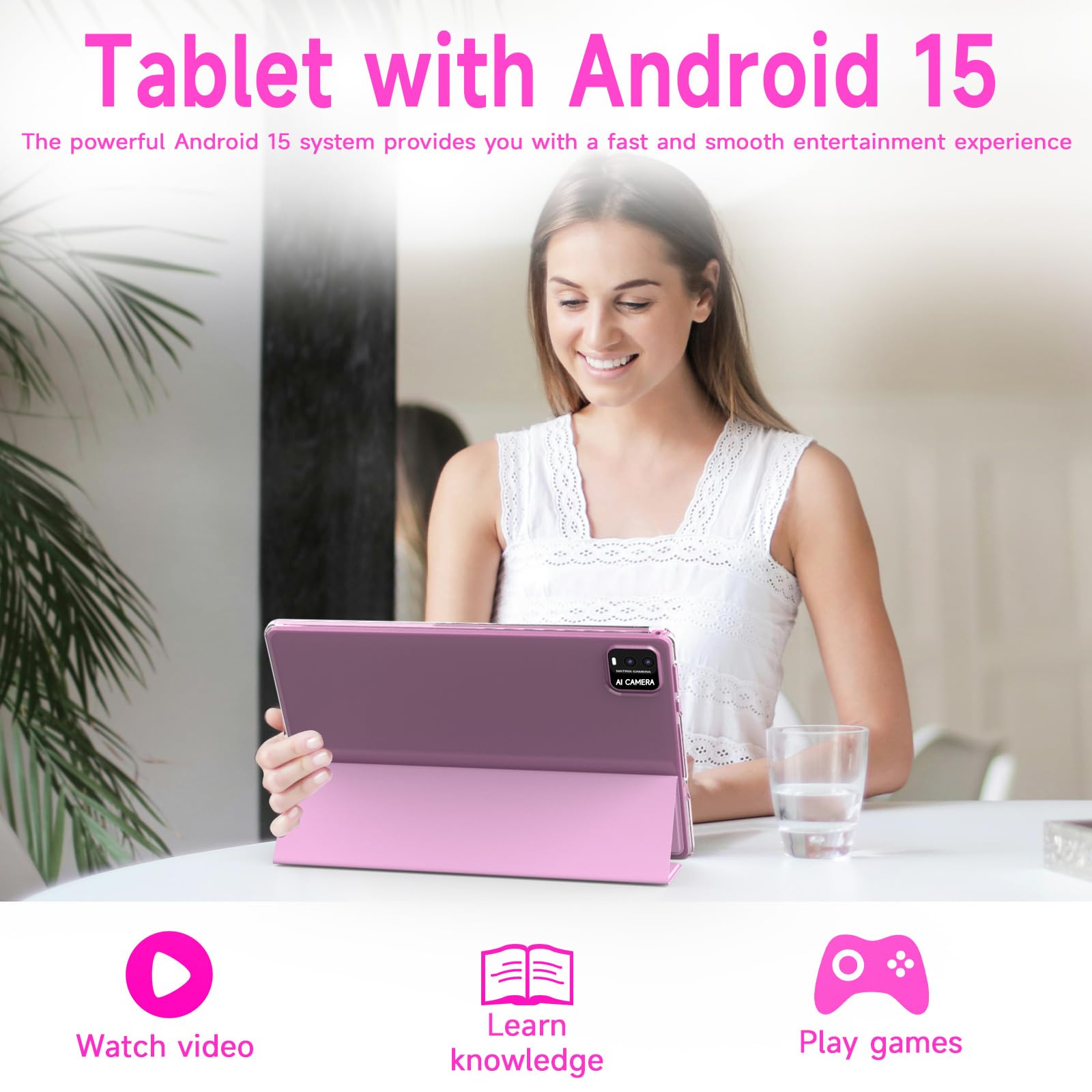 2 in 1 tavolo Android 10 pollici con tablet custodia protettiva e penna stilo android 15 Tablet 5G WiFi-6 1280 * 800 Full HD IPS display 6000mAh 64GB ROM + 12GB RAM (4+8 virtuale), espansione 1024GB