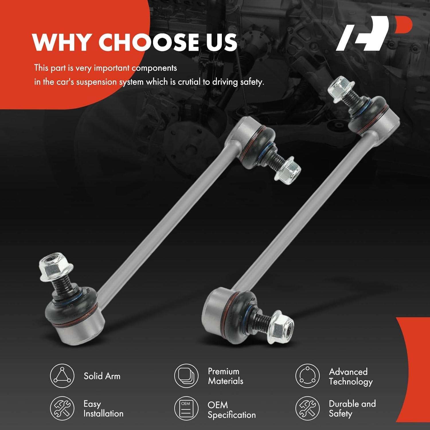 A-Premium 2 x Front Sway Bar Links Stabilizer Bar Links, Compatible with Mercedes-Benz SLK250 2012-2015, SLK300 2016, SLK350 2012-2016, SLK55 AMG 2012-2016, SLC300 2017-2019, SLC43 AMG 2017