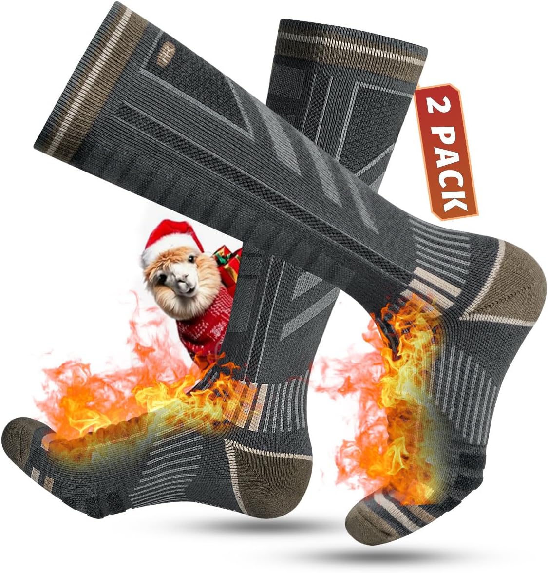 Rahhint Alpaca Wool Winter Warm Ski Socks for Men Women Cold Weather Compression Thermal Socks 2 Pairs for Snowboard Hiking