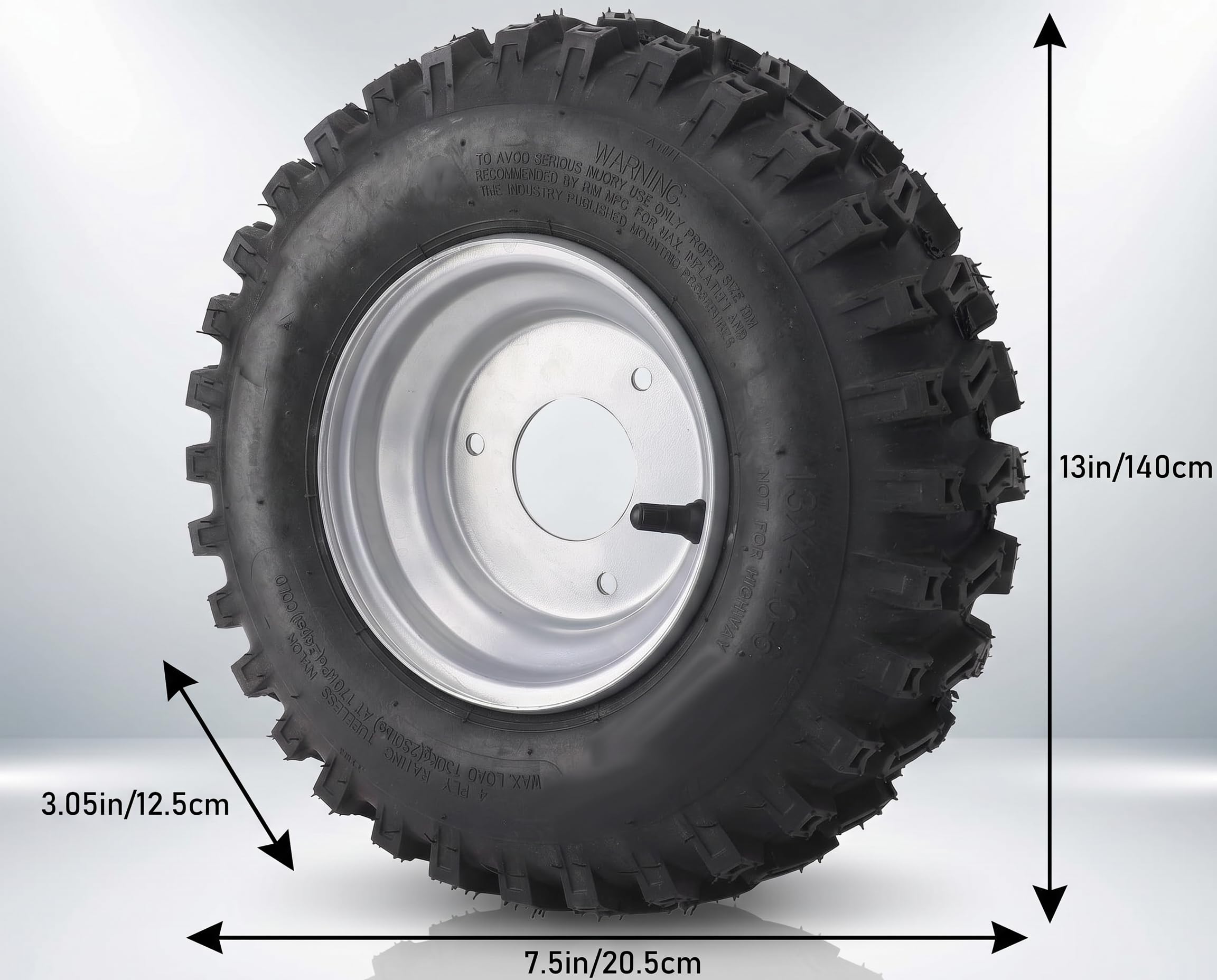 Tbest 13x4.1 6 Pneumatici Pneumatici Tubeless in Lega di Alluminio con Cerchioni in Gomma Antideflagrante per ATV Quad Off Road Carrello Go Kart Ruote Durevoli Ad Alte Prestazioni in