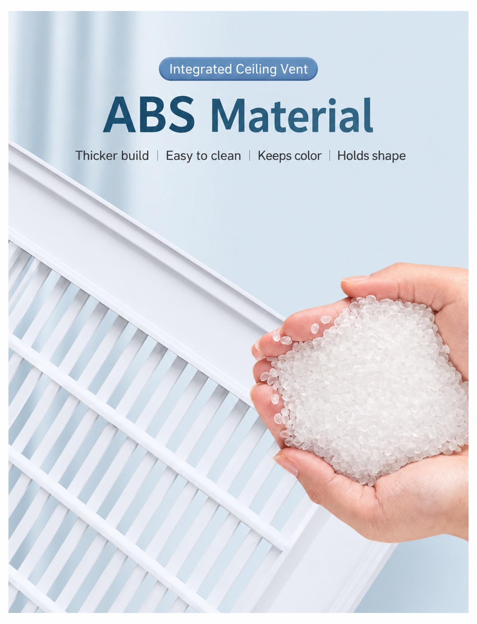 Ventilación de retorno de techo integrada cuadrada, rejilla de ABS con filtro lavable