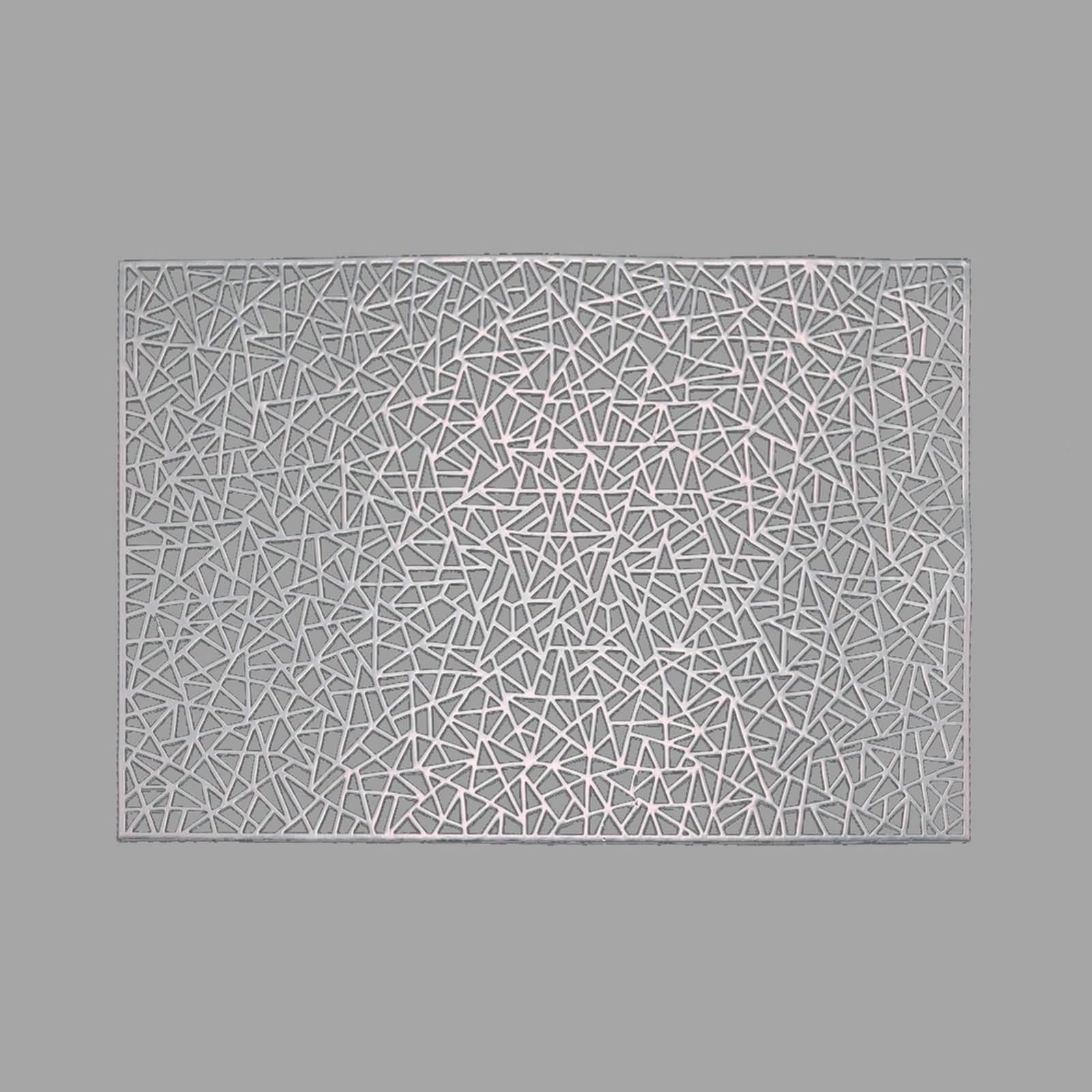 Lot de 10 Dessous de Table Grand 45x30cm, Placemats for Dining Table Rectangulaire à Motif Géométrique PVC Argent