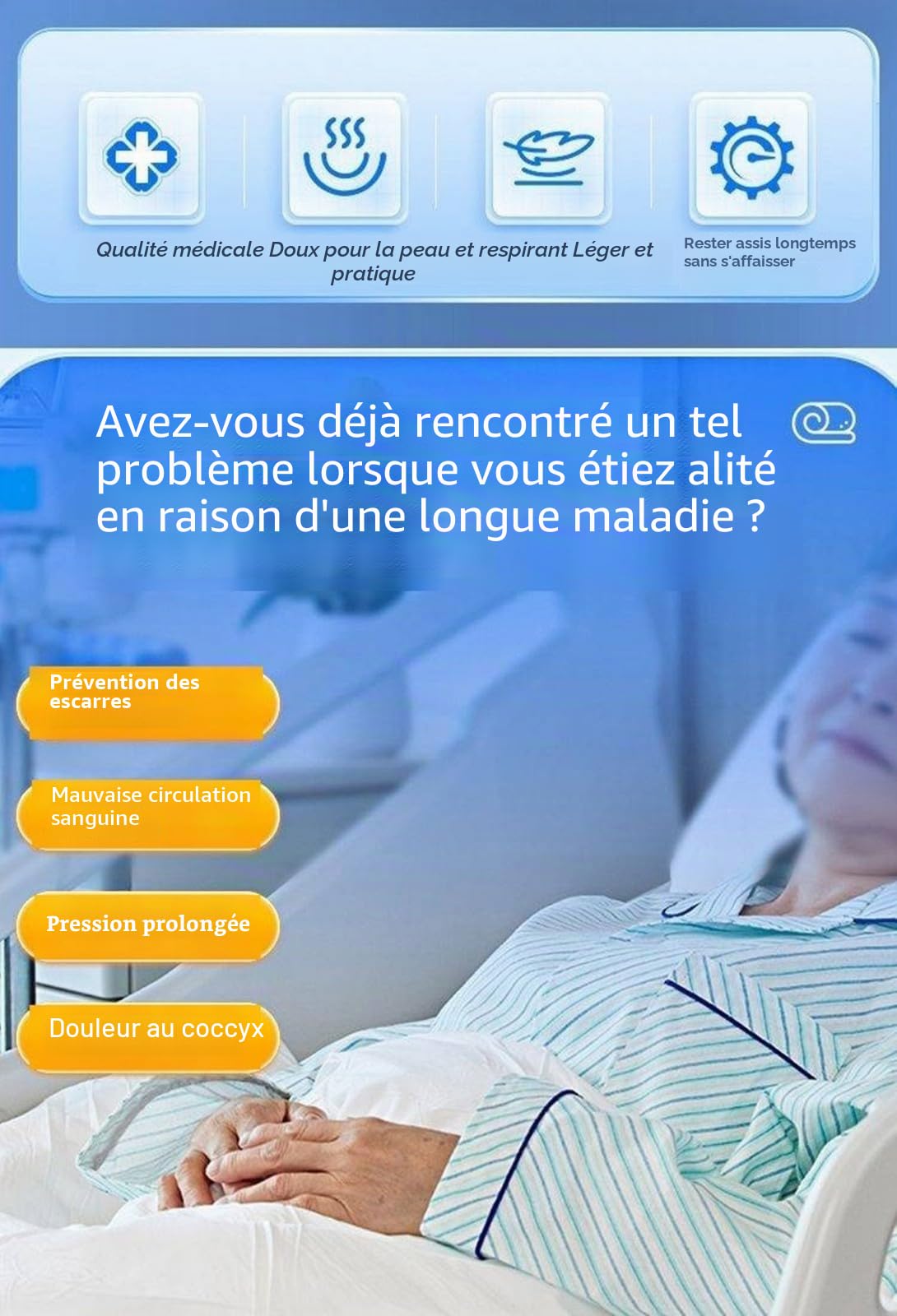 Matelas Anti-Escarres,Coussin Anti-Escarres Pour Patients Alités Coussins Anti-Escarres Pour La Prévention Des Escarres Soulagement Escarres,Matelas Anti-Pression,Matelas À Alternée A,90×70cm