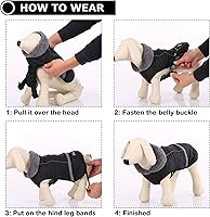 Vista 62 de QBLEEV Abrigo cálido para perro, chaqueta de invierno reflectante, impermeable, resistente al viento, ropa de cuello alto para perro para clima