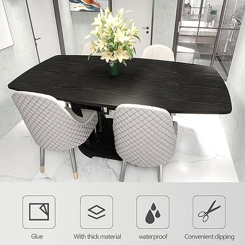 Miniatura 7 de Nourilife Papel tapiz autoadhesivo de madera negra para despegar y pegar, fácil de instalar, papel de contacto autoadhesivo de madera sintética