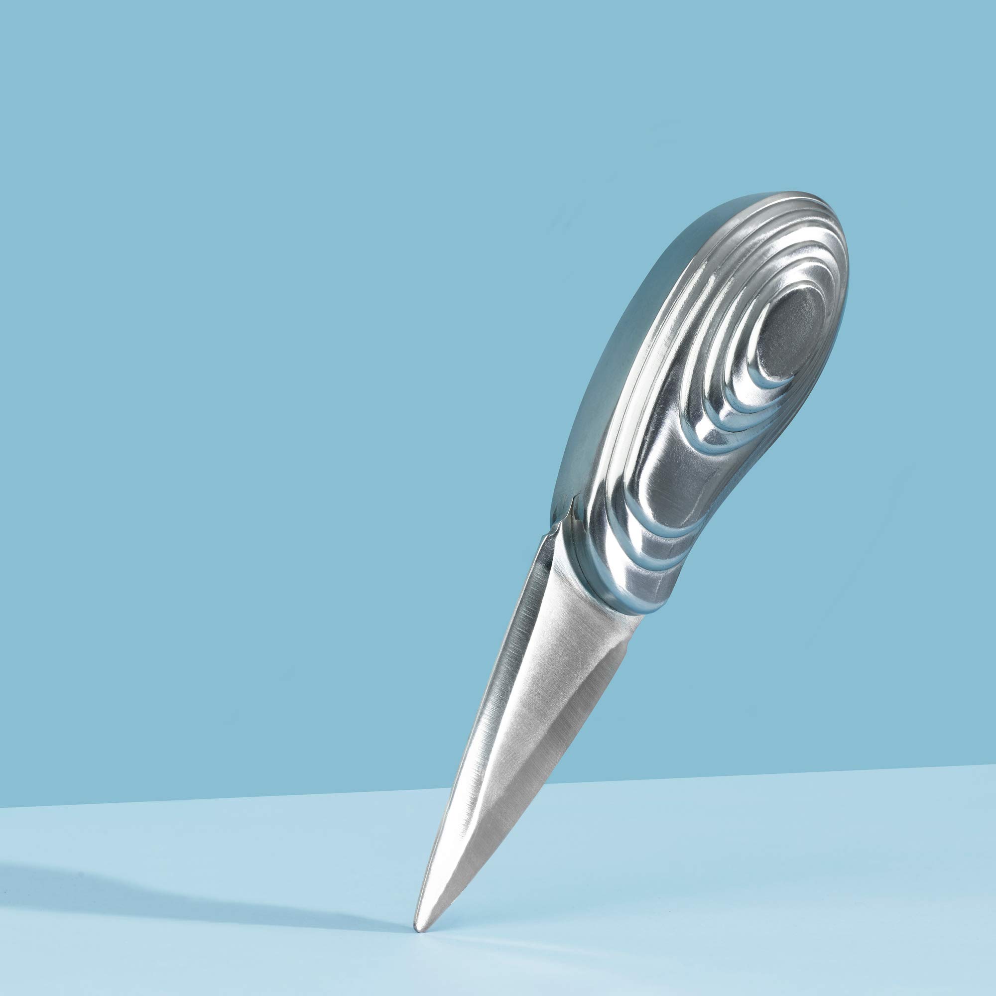 Point-Virgule Austern Messer Profi mit Griff aus Edelstahl, Auster Öffner für die Küche, Oyster Knife, Grau