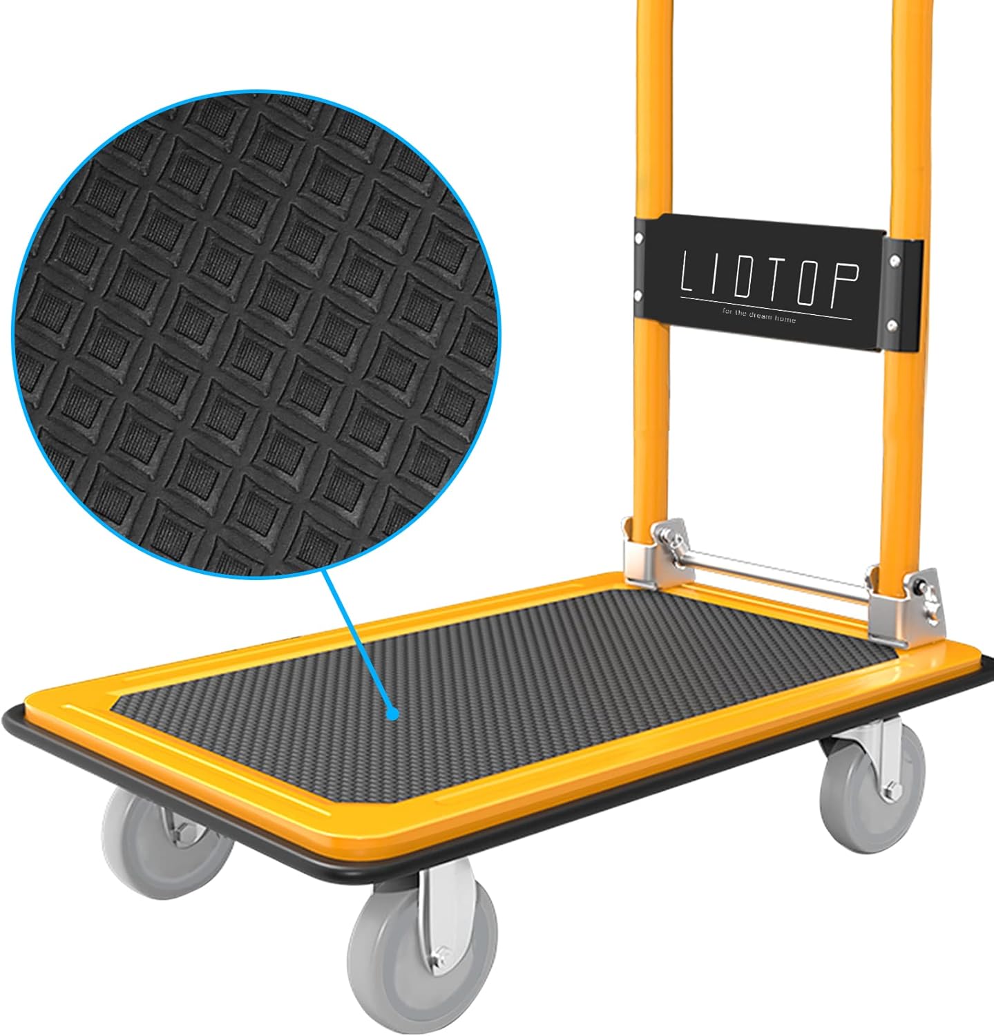 Dolly Cart Push Cart Dolly, LIDTOP Platform Truck Push Dolly Cart Hand Truck Foldable for Moving & Loading with 360 Degree Swivel Wheels 330LBS Weight Capacity Foldable Handle : Industrial & Scientific