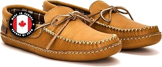 Stylish Moccasin Slippers for Men, Leather House Moccasins, Made in Canada