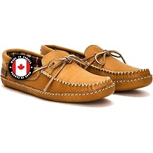 Stylish Moccasin Slippers for Men, Leather House Moccasins, Made in Canada | Plaid Insole Lining, Soft Leather Sole for All-Day Comfort, Handcrafted, High Quality