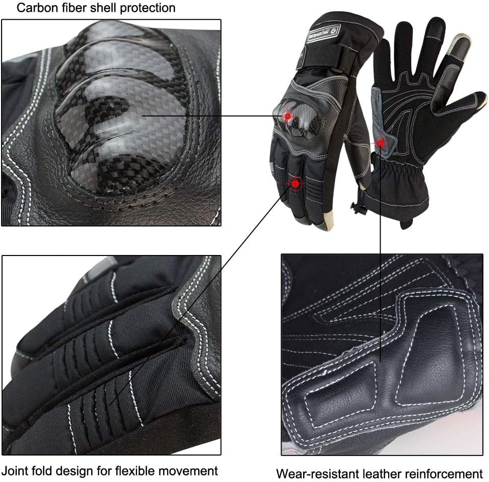 New Product SCOYCO Waterproof Cowhide Leather Carbon Fiber Shell Wear-Resistant Touch Screen Touring Motorcycle Gloves (Black,XL)