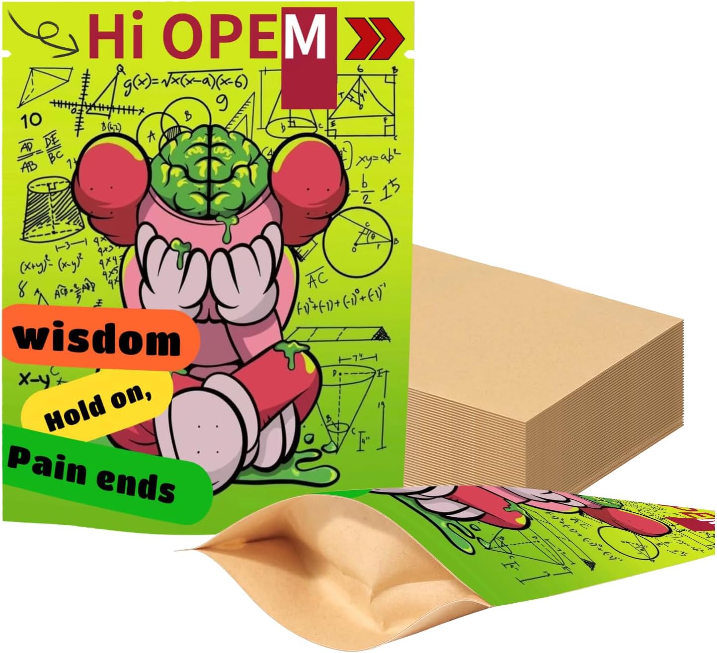 Kraft Paper Self Sealing Bag Colored Printing 5.3 * 3.5