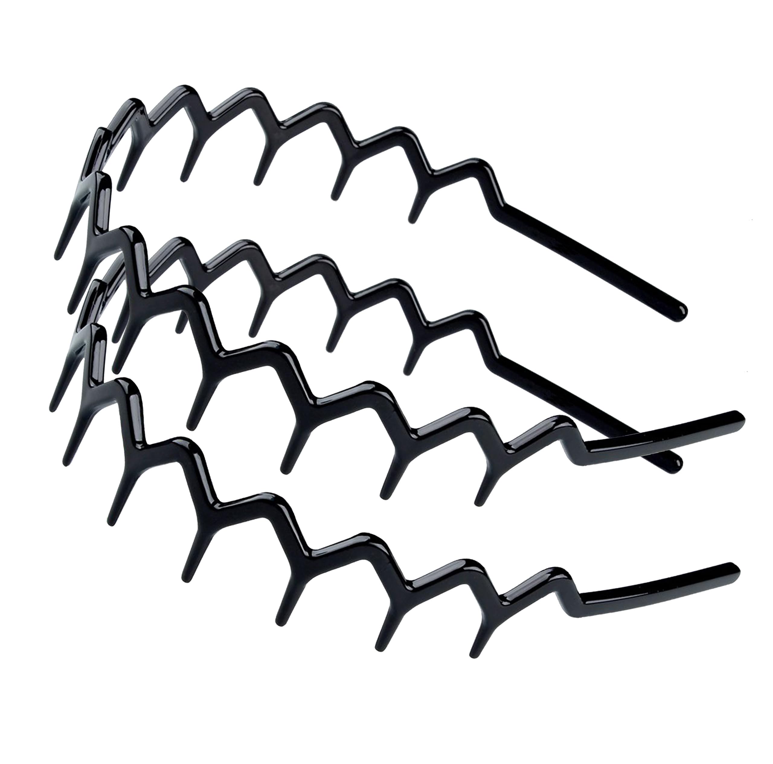 2 Set of Zig Zag Headbands for Women Men, Plastic Sharks Tooth Hair Comb Headband (2 Black color), Hair Accessories for Women & Men Washing Face