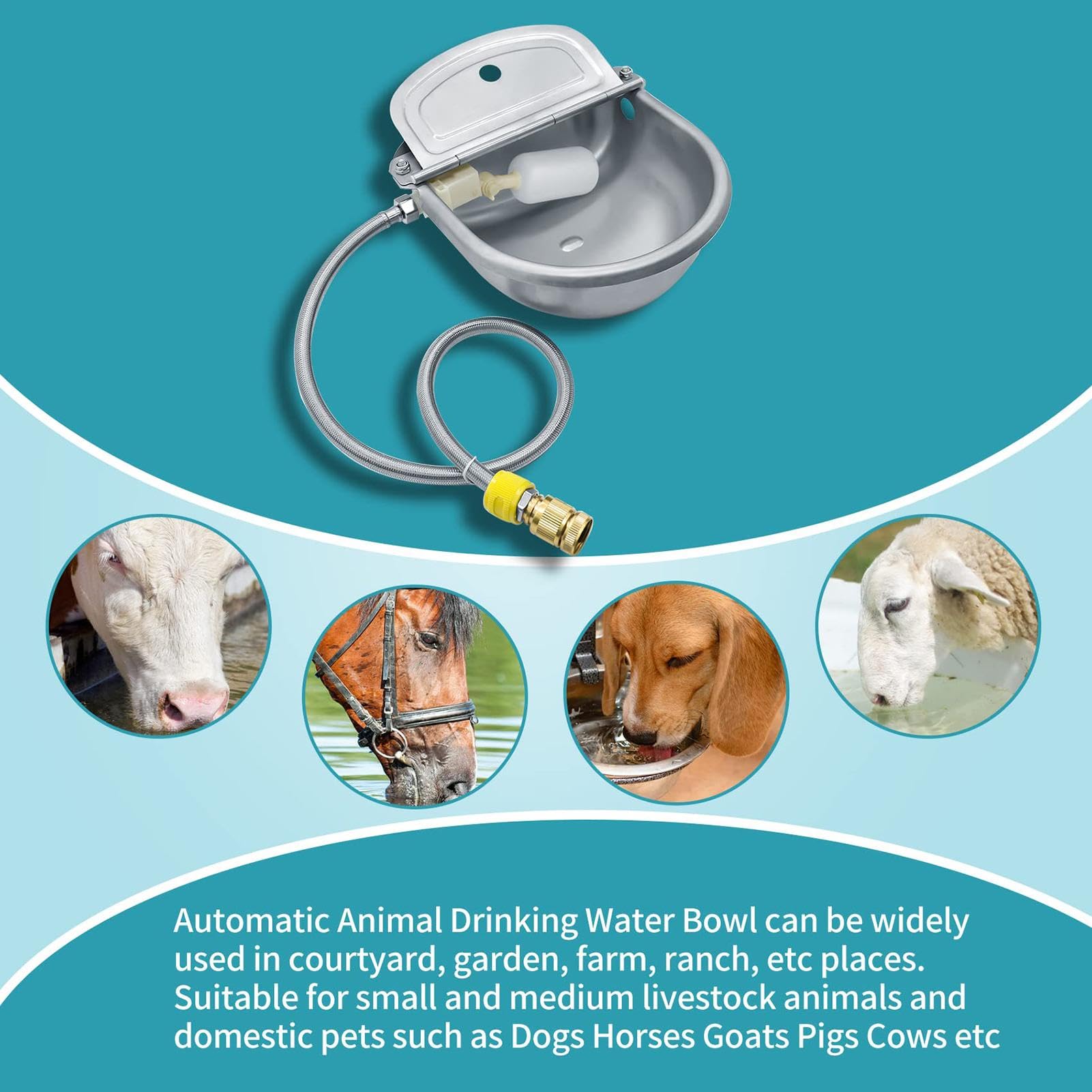 Bebedero automático para Perros, Bebedero automático de Acero Inoxidable | bebedero de ganado ajustable para animales de granja, perros, cerdos, ganado, ovejas