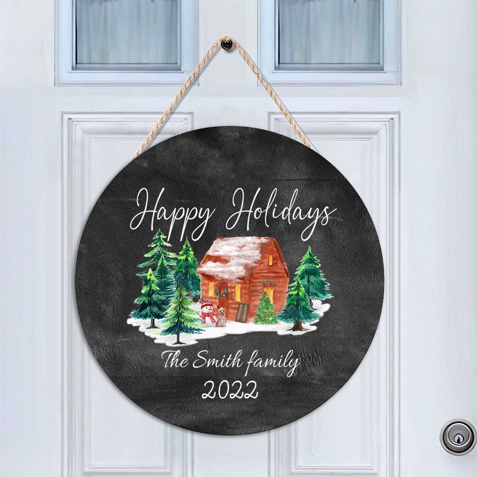 Panneau de bienvenue personnalisé pour porte et décoration de Noël