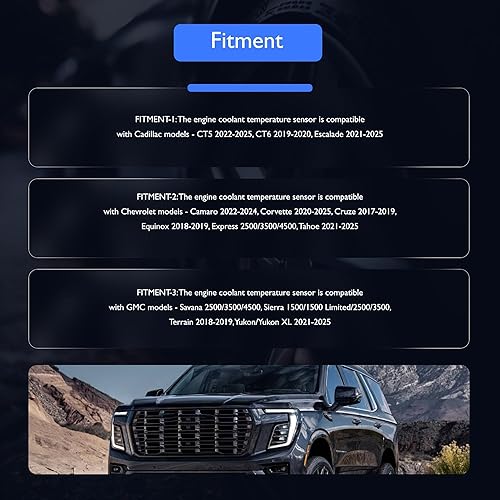 Miniatura 4 de HiSport Sensor de temperatura del refrigerante del motor - Compatible con Cadillac Chevrolet GMC Reemplaza 25186240