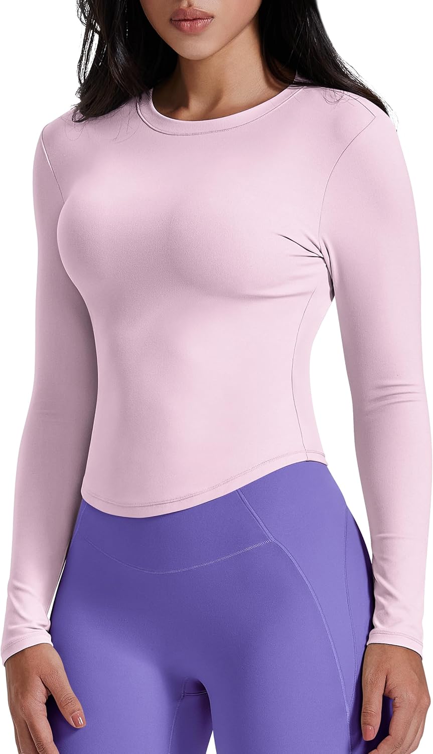 AVGO Workout Shirts for Women Slim Fit Long Sleeve Crop Tops Gym Shirt Running Breathable Athletic Clothes - Image 2