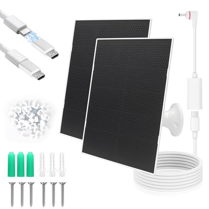 Kit com 2 painéis solares de 4 W para carregamento de câmeras e campainhas Eufy e Ring YYTDDUUU TY-01