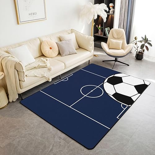 Miniatura 30 de Alfombra decorativa de coche de carreras de 5 x 6 pies 6 pulgadas, alfombra de motocross para interiores para sala de juegos, mesita de noche, sofá,