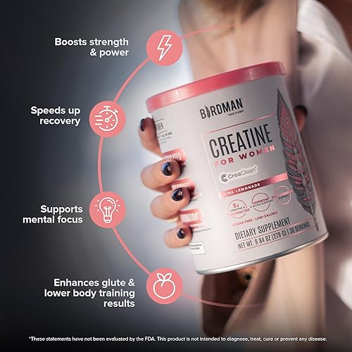 Miniatura 4 de BIRDMAN Creatina para Mujeres  Limonada Rosa  Monohidrato de Creatina de Alta Pureza + Electrolitos, Todo en Uno  Sello CreaClean  Mezcla para Beber