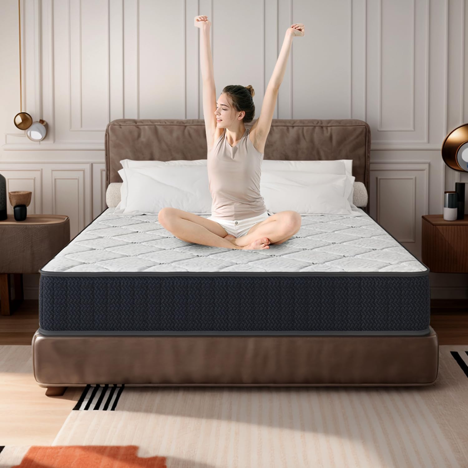 10" King Mattress, 10 Inch Hybrid Mattress with Comfort Support Memory Foam, Pressure Relief and Motion Isolation, Medium Firm, Mattresses in A Box