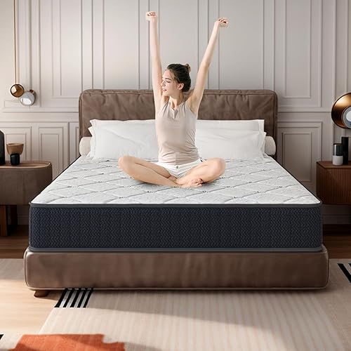 10" Full Mattress, 10 Inch Hybrid Mattress with Comfort Support Memory Foam, Pressure Relief and Motion Isolation, Medium Firm, Mattresses in A Box