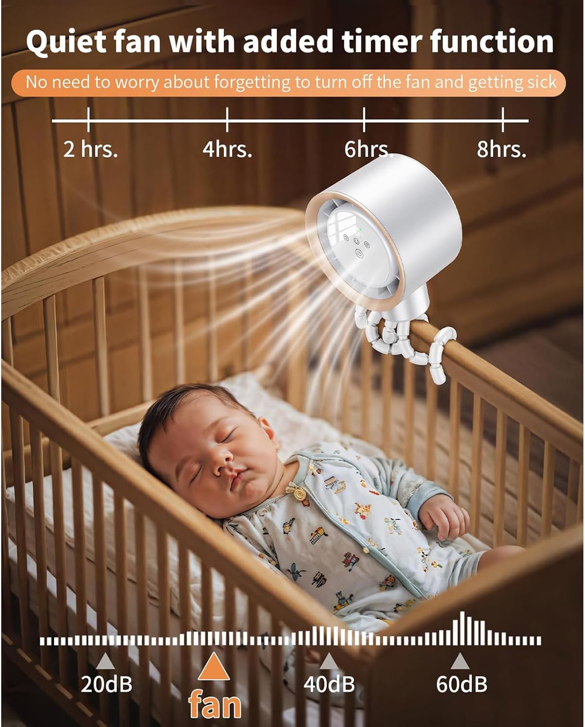 Portable Small Fan with Flexible Octopuses Clip 100 Adjustable Speed Texture for Strollers Camping Portable Safe Clip Fan