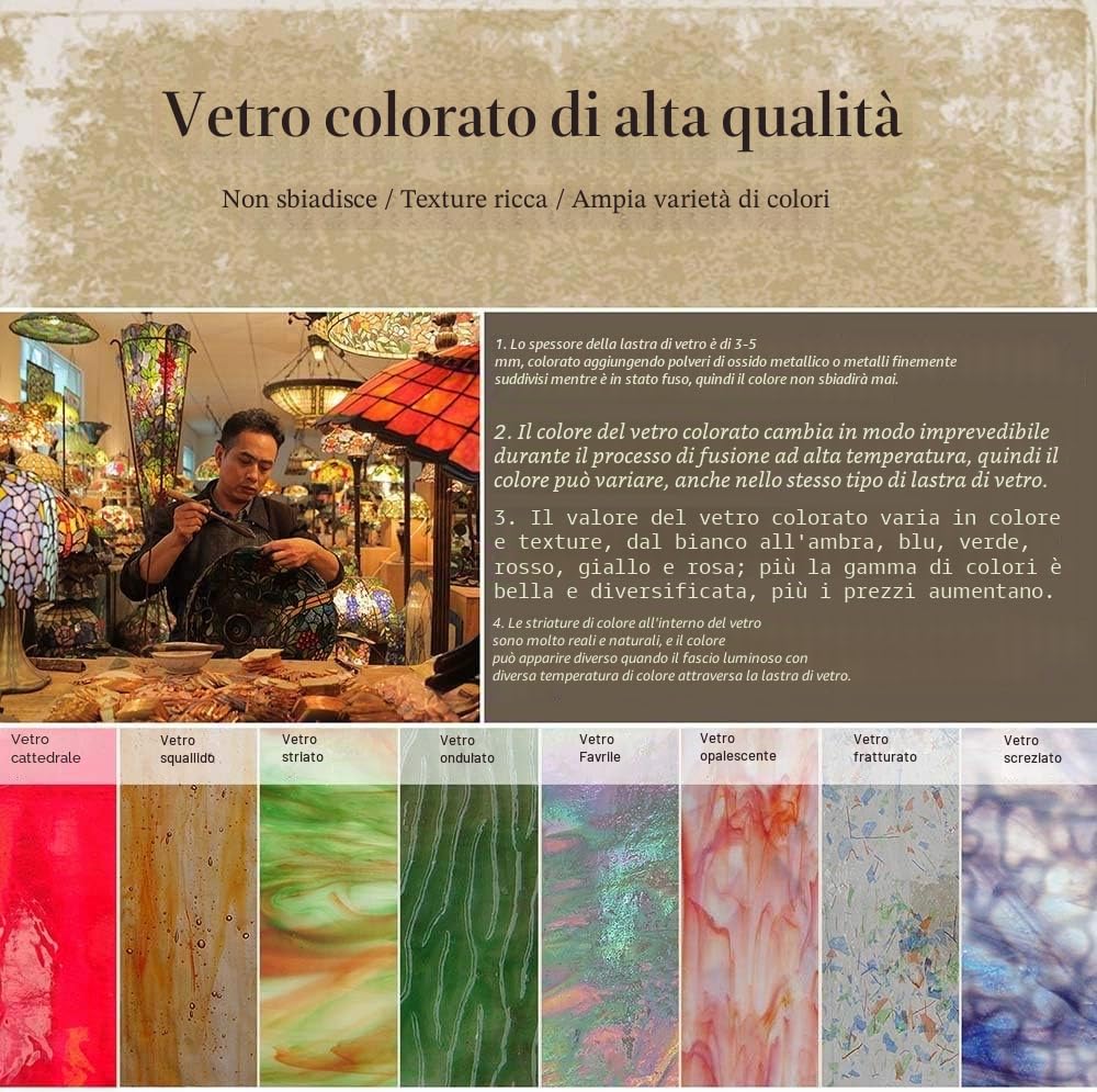 Bieye L30688 Lampada da tavolo in vetro colorato in stile Tiffany con base a braccio girevole per la lettura e la decorazione della casa (blu barocco)
