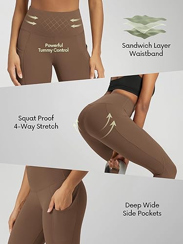 Miniatura 337 de ODODOS - Leggings tipo capri de mujer, no se traslucen y modelan el abdomen, con cintura alta y bolsillos; para hacer yoga, atletismo, ejercicio