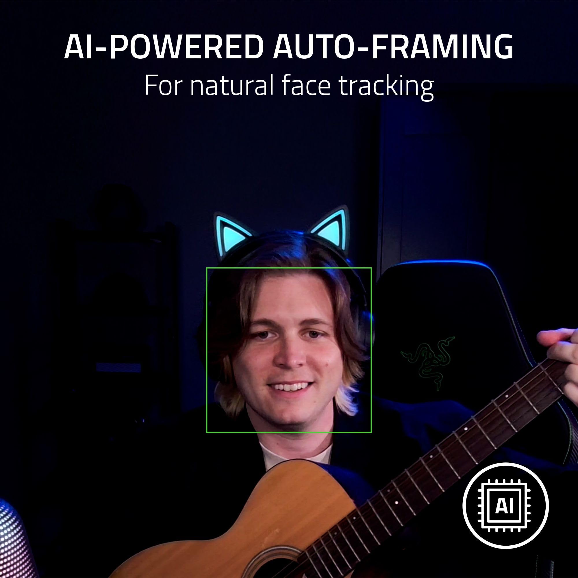 Razer Kiyo V2 - Webcam in streaming: 4K 30 fps, 1080p 60 fps – inquadratura automatica alimentato da IA – microfono integrato – obiettivo angolare ultra ampio – protezione della privacy – Funziona con