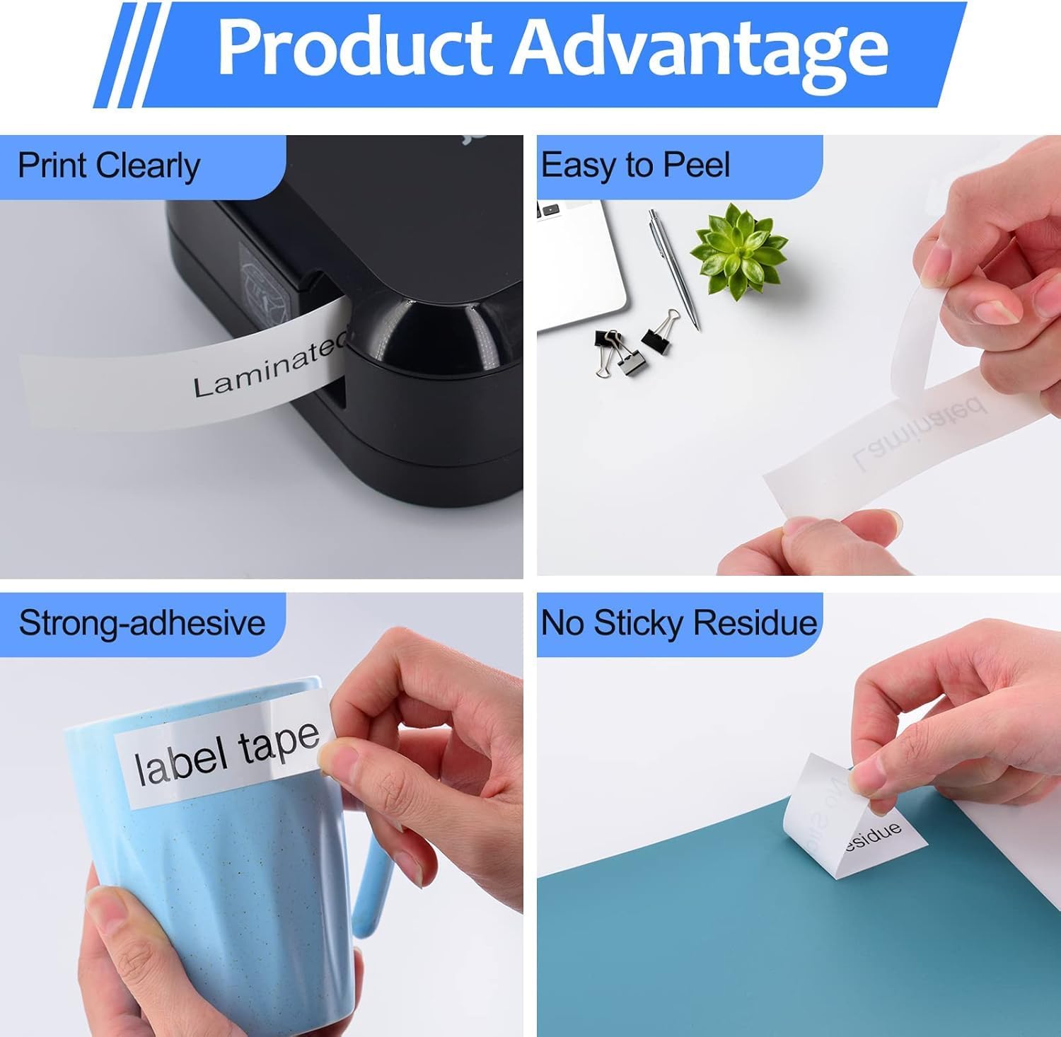 USUPERINK 6PK 18mm 0.7'' Laminated White Tape Compatible for Brother P-Touch Label Maker Tape TZe-241 TZe TZ Label Tape TZ-241 TZe241 TZ241 Black on White for PT-D400 D410 D600 D610BT D460BT
