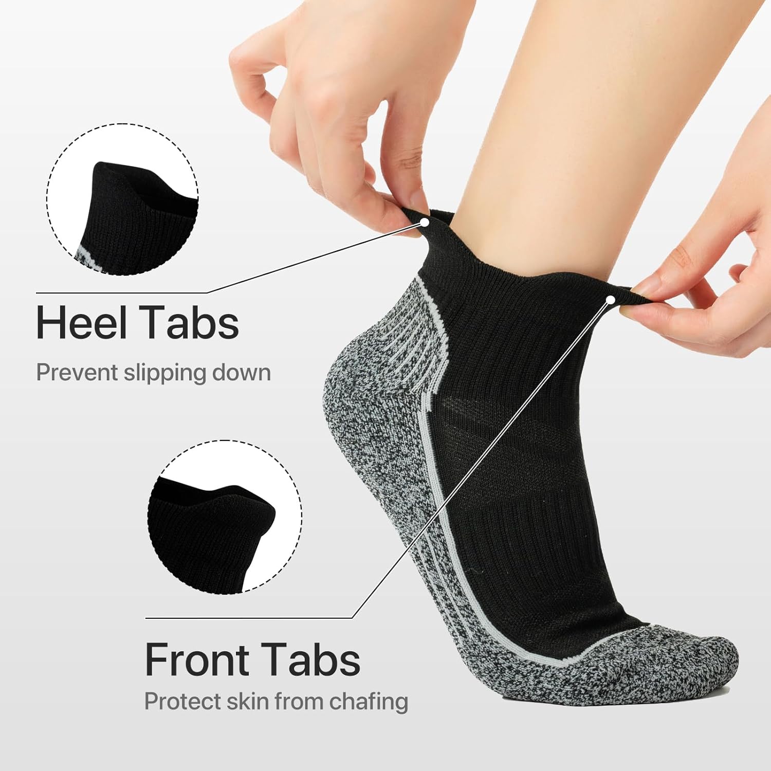 fenglaoda Compression Ankle Socks for Women & Men 6 Pairs– Low Cut Running Socks with Arch Support, Cushioned Sole & Heel Tab - Image 5