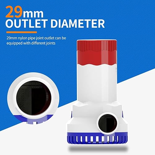 Miniatura 3 de MAKERELE bomba de sentina eléctrica de poco ruido de 12V 1500GPH, bomba no automática para el yate RVS Ets de la piscina del tanque de agua