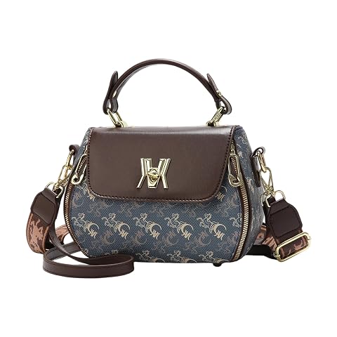 Mini Leather Shoulder Bag for Women Vintage Top Handle Crossbody Purse Trendy Work and College Satchel Bag