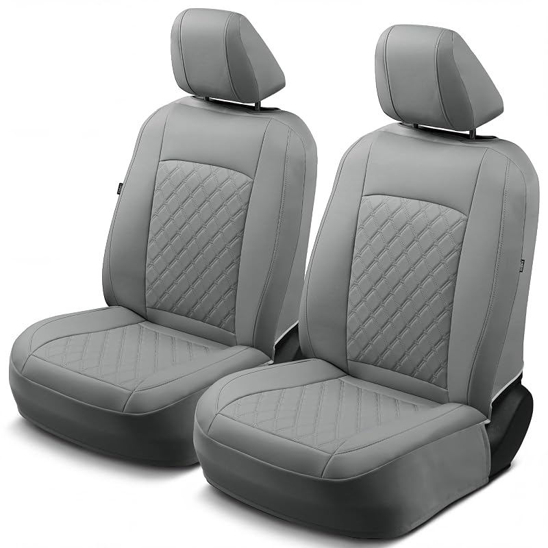 Capa para Banco Dianteiro Nissan em Couro Sintético GIANT PANDA Cinza com Padrão de Diamantes, Kit com 2