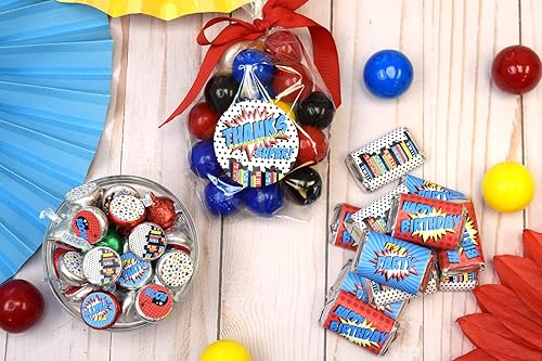 Miniatura 4 de Kit de calcomanías para fiesta de cumpleaños de Super Hero Boy 429 piezas. Incluye 60 calcomanías circulares de 2 pulgadas para bolsas de golosinas,