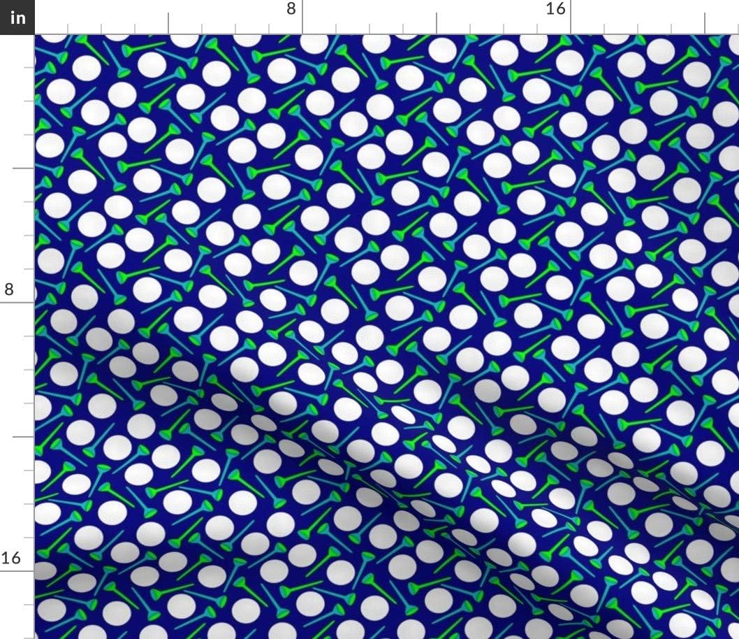 Spoonflower Fabric - Golf Balls Sports Ball Tee Blue Green Golf Course 18 Holes Printed on Petal Signature Cotton Fabric by The Yard - Sewing Quilting Apparel Crafts Decor