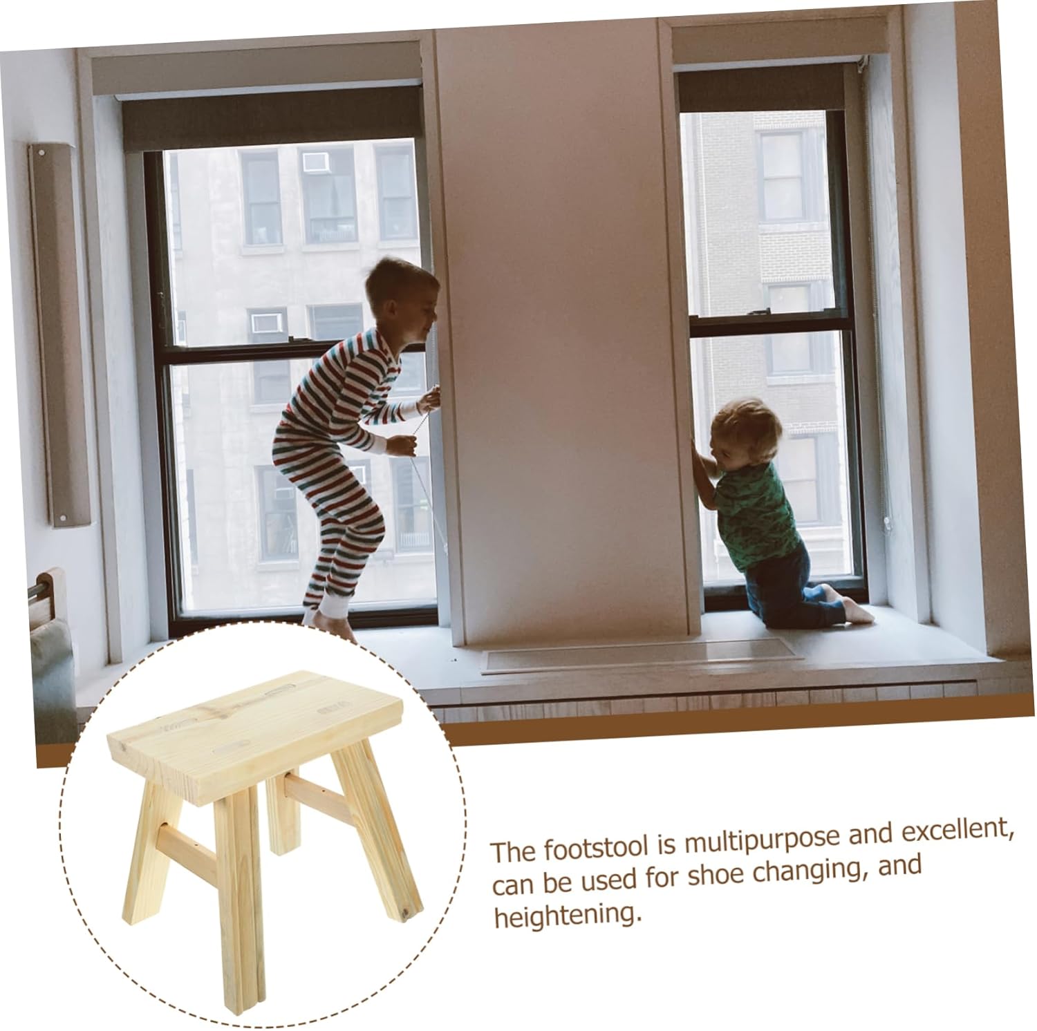 Solid Wood Bench Kitchen Step Stool for Toddlers Boys and Girls Bathroom Use Room Furniture