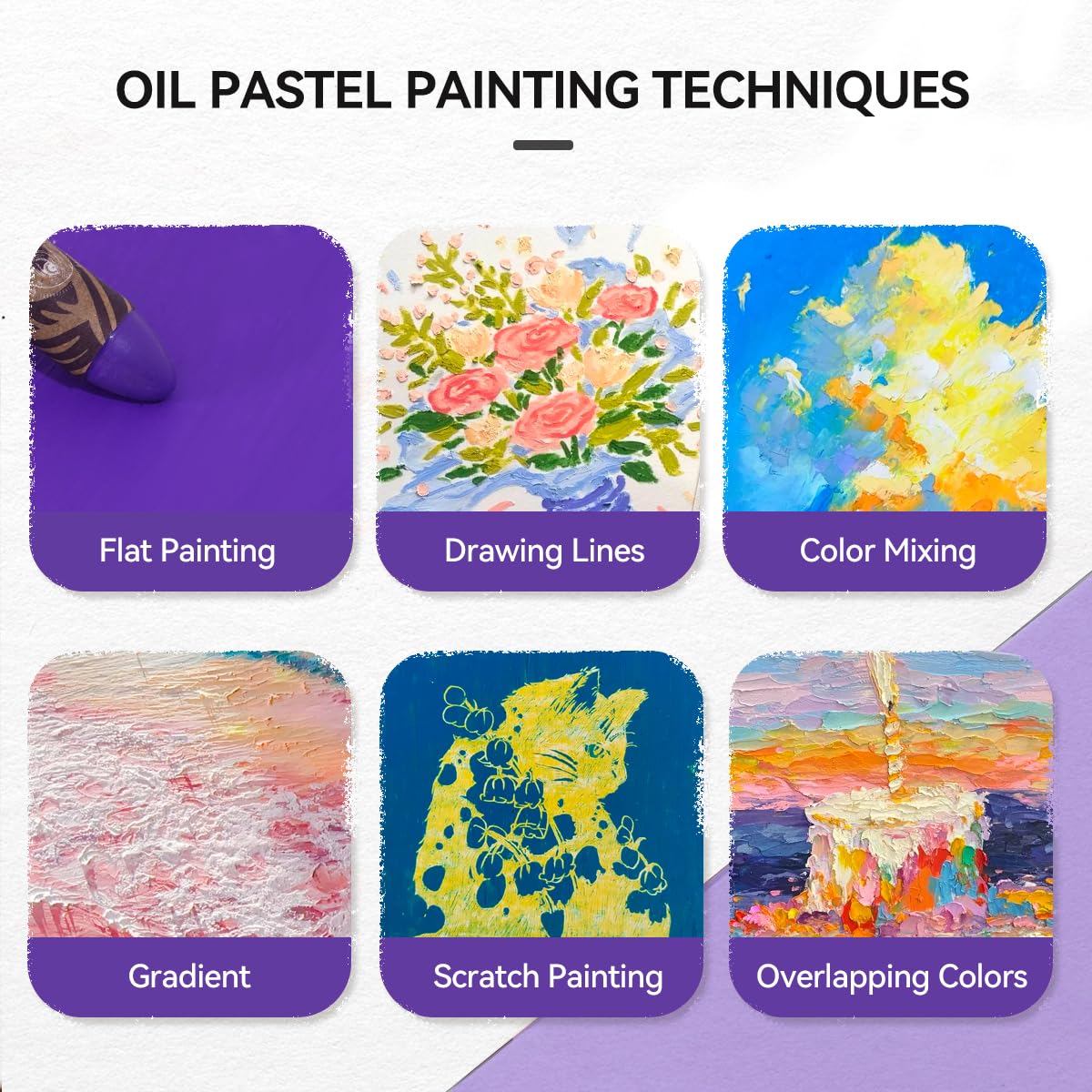 Paul Rubens Oil Pastels, 8 Light Cobalt Violet Colors HaiYa Artist Soft Oil Pastels Vibrant and Creamy - Image 3