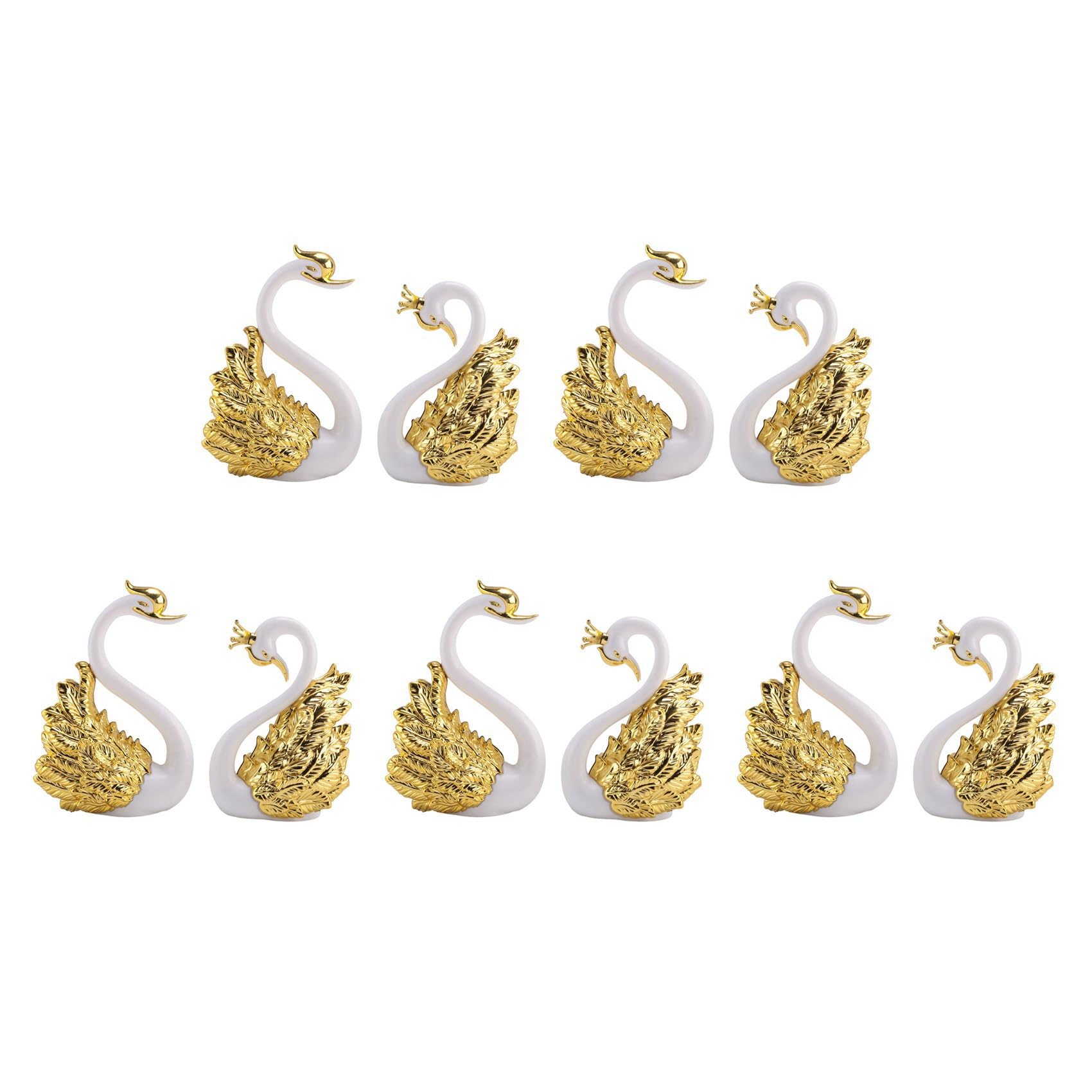 Hndhbfgrt 10 Pieces of Swan Ornaments Figurines,Swan Cake Decoration,Car Figurines Decoration,Home Wedding A