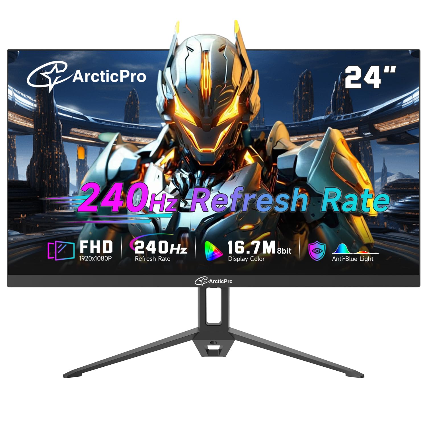 Photo 1 of ***** NO REFUND***** NO RETURN******ArcticPro Monitor 24inch Gaming Monitor 240Hz, FHD 1080p, 2ms Response Time, Adaptive sync, 3000:1 Contrast, PC Monitor, 3-Sided Frameless, Ultra Slim, 120% sRGB, Bluelight Filter, HDMI & DP Ports