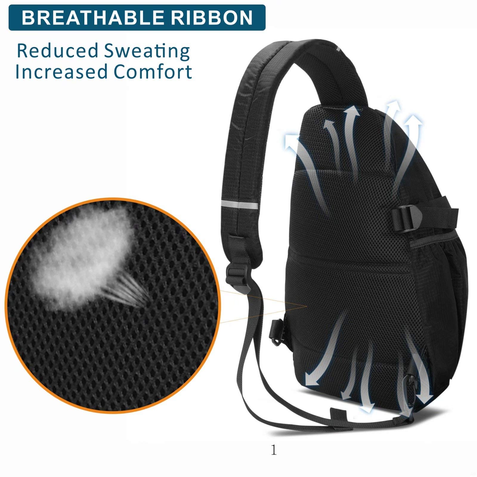 Mochila deportiva negra para hombre, 1 mochila transpirable y ligera, bolsa de hombro de cuero, paquete de día, mochila cruzada para mujeres, hombres, adolescentes, bolsa de viaje impermeable 4