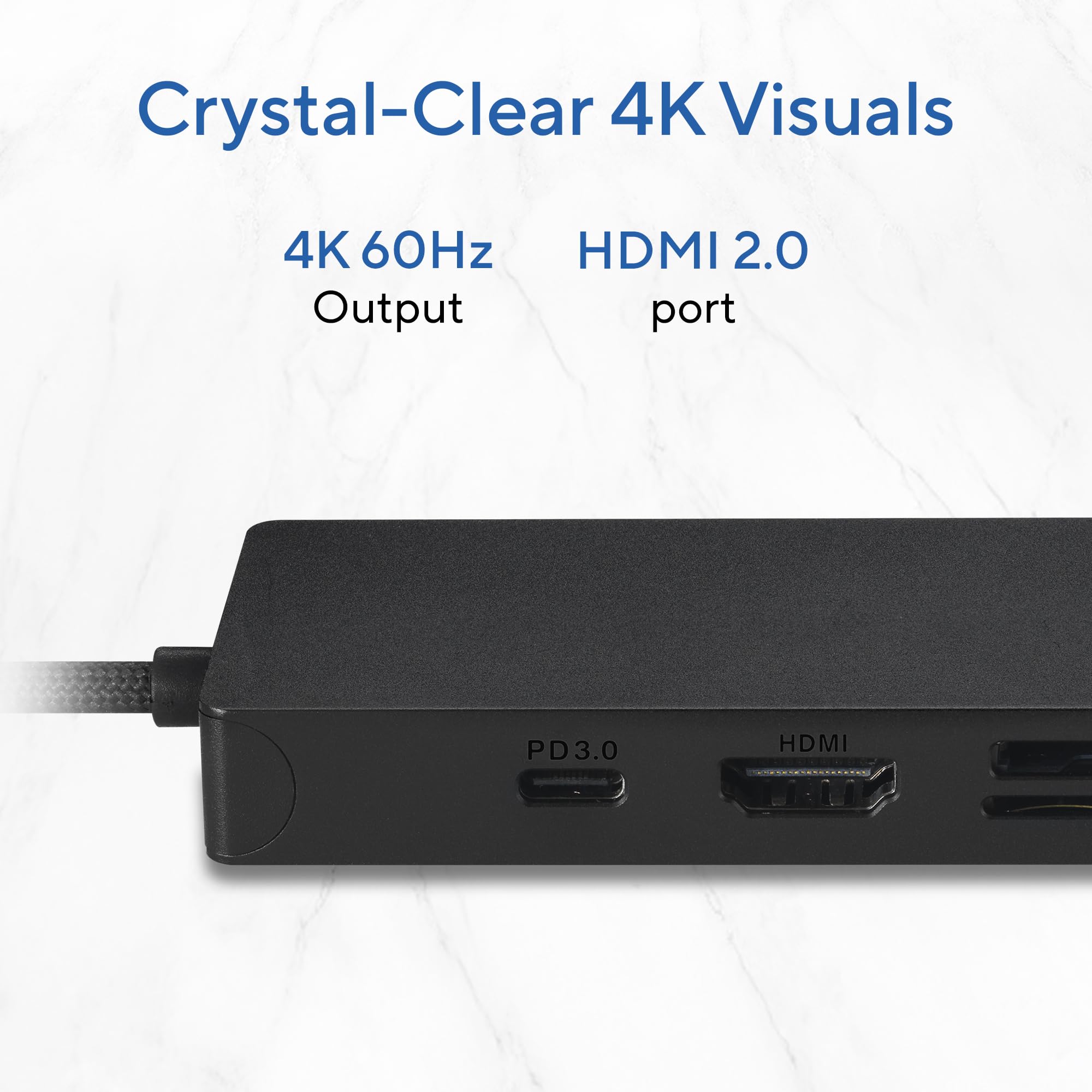 ASUS DC210 8-in-1 USB-C Dock, with 4K@60Hz HDMI 2.1, 100W PD, Gigabit Ethernet, USB-A & USB-C Ports, SD/MicroSD Reader, Braided Cable, – for All Type C Devices- MacBook,Laptop, Black, 2 Year Warranty — Amazon image 4