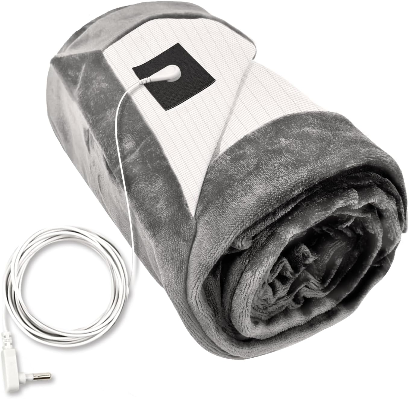 STARLENGET Grounding Blanket for for Bed Sleeping Therapy, Pain Relief, Grounded Throw Kit, Conductive Silver Fiber Blanket, Grounding Cord Included 80 x 55 Inch Throw Grey