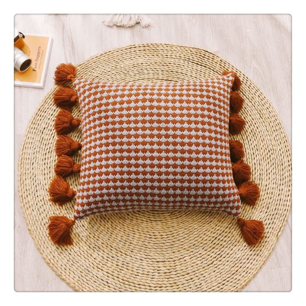 Taie d'oreiller tricotée main vert sauge 45x45 cm pour canapé bohème