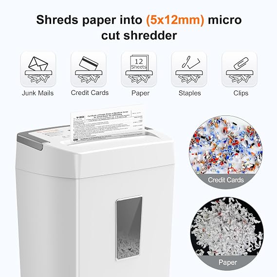 Bonsaii 12-Sheet Micro-Cut Paper Shredder for Home Office,P-4 High Security