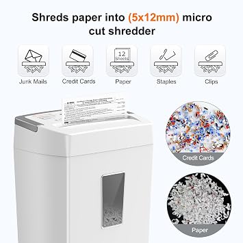 Bonsaii 12-Sheet Micro-Cut Paper Shredder for Home Office,P-4 High Security